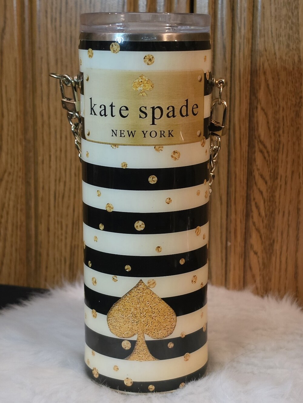 Custom Kate Spade Inspired Glitter Epoxy Tumbler with Chain Strap - 20oz
